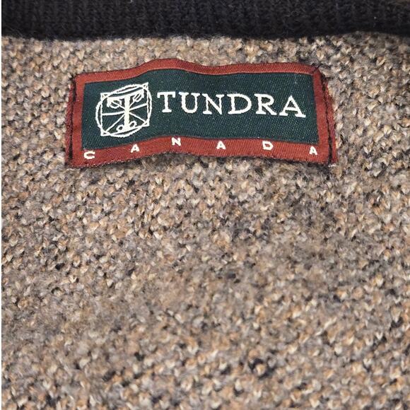 TUNDRA Canada Vintage Leaves Pure Virgin Wool Collared Cardigan Large Gray - Picture 5 of 9